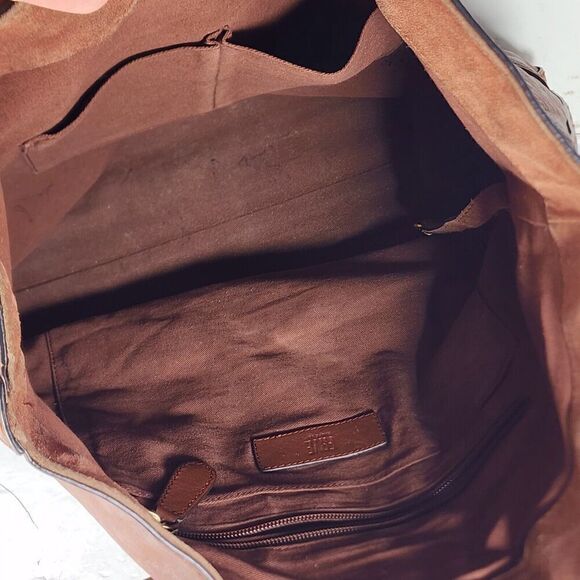 Frye Cognac Brown Leather Xtra Large Ring Tote Bag Purse Handbag - Picture 8 of 16
